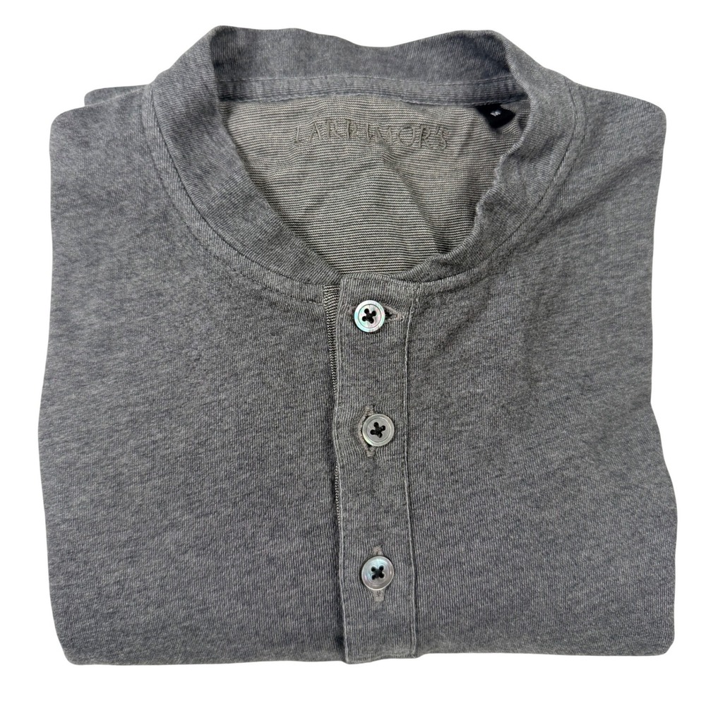 Larrimors Henley Shirt Mens Medium Gray NWOT Long Sleeve Band Collar RR8555AG